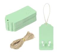 sourcing map Lot de 200 étiquettes cadeaux en papier kraft avec ficelle, 8,9 x 4,1 cm étiquettes vierges à suspendre en papier kraft vert clair pour étiquettes de prix, Noël, loisirs créatifs