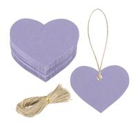 Sourcing Map Lot de 200 étiquettes cadeaux en papier kraft violet en forme de cœur avec ficelle, 6,5 x 5,5 cm