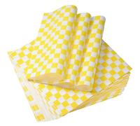 sourcing map Lot de 200 feuilles de papier ciré pour nourriture, 22 x 22 cm, lot de doublures de panier alimentaire à carreaux, papier de cuisson résistant à la graisse, jaune