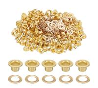 sourcing map Lot de 200 œillets en laiton de 3,5 mm avec rondelles pour ceintures, chaussures, vêtements, noyaux de perles, projet de bricolage, ton doré