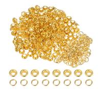 sourcing map Lot de 200 œillets ronds en métal avec rondelles pour scrapbooking, chaussures, vêtements, cuir, toile, 5 mm, ton or