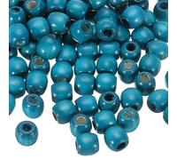 sourcing map Lot de 200 perles en bois naturel brut à grand trou pour loisirs créatifs, bricolage, macramé, fabrication de bijoux, bleu (16 x 17 mm, trou de 7 mm)