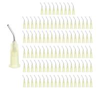 sourcing map Lot de 200 pointes d'aiguilles de distribution pré-pliées, calibre 19, en acier inoxydable à 45 degrés, pointe de distribution coudée de 1,3 cm, aiguille émoussée avec Luer, beige