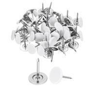 sourcing map Lot de 200 punaises décoratives à tête plate ronde de 11 mm x 15 mm pour tableau en liège, décoration murale, bureau - Blanc