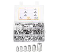 sourcing map Lot de 205 écrous à rivet, en acier inoxydable 304, filetage métrique, écrous à tête plate filetés M3/M4/M5/M6/M8/M10 pour automobile, décoration d'intérieur et industriel, argenté