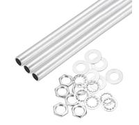 sourcing map Lot de 21 de tuyau de lampe de 27,9 cm avec rondelles hexagonales, écrous hexagonaux, filetage fin M10 pour réparation de tubes creux - Assortiment de fixations pour montage de