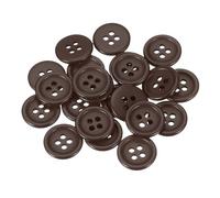 sourcing map Lot de 22 boutons ronds à 4 trous en résine marron de 15 mm pour loisirs créatifs, vêtements, couture, décoration faite à la main