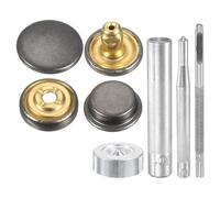 sourcing map Lot de 24 boutons-pression en cuir - 20 mm de diamètre - Boutons pression en laiton - Longueur 7,5 cm - Avec 4 outils d'installation pour manteau, sac, cuir, bateau, toile, pistolet