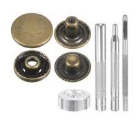 sourcing map Lot de 24 boutons pression en laiton de 17 mm de diamètre avec 4 outils d'installation pour manteau, sac, bateau, toile, bronze