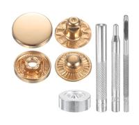 sourcing map Lot de 24 boutons pression en laiton de 17 mm de diamètre avec 4 outils d'installation pour manteau, sac, bateau, toile, doré