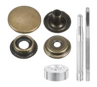 sourcing map Lot de 24 boutons pression en laiton de 20 mm de diamètre avec 4 outils d'installation pour manteau, sac, bateau, toile, bronze