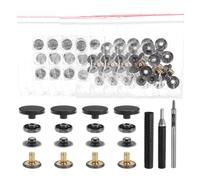 sourcing map Lot de 24 boutons-pression en métal de 20 mm avec 3 outils de fixation pour vêtements, vestes, jeans, sacs, noir