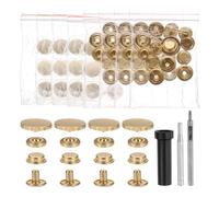 sourcing map Lot de 24 boutons-pression en métal de 20 mm avec 3 outils de fixation pour vêtements, vestes, jeans, dorés