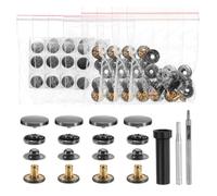 sourcing map Lot de 24 boutons-pression en métal de 20 mm avec 3 outils de fixation pour vêtements, vestes, jeans, sacs, pistolets - Noir