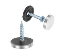 sourcing map Lot de 24 cache-vis, 20 mm de diamètre en acier inoxydable pour rétroviseur, clous décoratifs, joints plats, fixations à vis pour panneaux, publicité, quincaillerie de construction