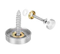 sourcing map Lot de 24 cache-vis décoratifs en acier inoxydable pour panneaux publicitaires, matériel de construction, 18 mm de diamètre, argenté