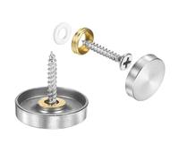 sourcing map Lot de 24 cache-vis décoratifs en acier inoxydable pour panneaux publicitaires, matériel de construction, 25 mm de diamètre, argenté