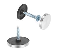 sourcing map Lot de 24 cache-vis, vis de miroir en acier inoxydable de 25 mm de diamètre, capuchons décoratifs, clous convexes, fixations à vis pour panneaux publicitaires, quincaillerie de