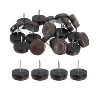sourcing map Lot de 24 patins à ongles en plastique pour pieds de chaise ronds pour pieds de chaise, table (marron, 28 mm)