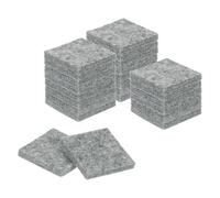 sourcing map Lot de 24 patins carrés en feutre pour meubles - 3,8 x 3,8 cm - Dos adhésif - Antidérapant et anti-rayures - Pour protéger les sols en bois dur - Gris