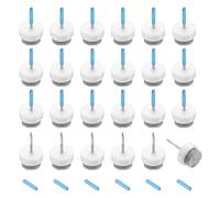 sourcing map Lot de 24 patins ronds en feutre à clouer pour meubles en bois, table, canapé, chaise (14 mm, blanc)