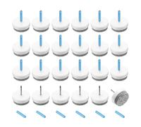 sourcing map Lot de 24 patins ronds en feutre à clouer pour meubles en bois, table, canapé, chaise (24 mm, blanc)