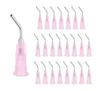 sourcing map Lot de 24 pointes d'aiguilles de distribution pré-pliées en acier inoxydable de calibre 18 à 45 degrés avec embout émoussé de 1,3 cm, rose