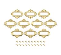 sourcing map Lot de 24 porte-étiquettes en métal - 55 x 43 mm - Style vintage - À lacets - Pour étagère, dossier, bureau, bibliothèque, tiroir - Doré