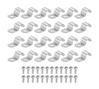 sourcing map Lot de 24 sangles de tuyau rigides à un trou de 12 mm en acier inoxydable 304, collier de serrage épais en U avec vis autotaraudeuses pour fixer le câble de tube, argent