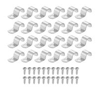 sourcing map Lot de 24 sangles de tuyau rigides à un trou de 14 mm en acier inoxydable 304, collier de serrage épais en U avec vis autotaraudeuses pour fixer le câble de tube, argent