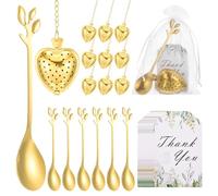sourcing map Lot de 25 boules à infuseur en forme de cœur pour fête prénuptiale, cuillère à thé avec carte de remerciement, sac en maille, cadeau souvenir de mariage, accessoires de thé, cadeau de