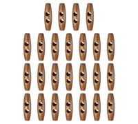sourcing map Lot de 25 boutons à bascule en bois 45 mm à double trou en bois d'olivier pour manteaux, pulls, vêtements, loisirs créatifs, marron clair