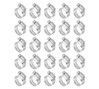 sourcing map Lot de 25 colliers de serrage à vis sans fin réglables en acier inoxydable 304 avec vis cruciformes pour conduite de carburant, plomberie, tube automobile