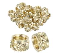 sourcing map Lot de 25 écrous moletés M8 x 6 mm L x 10 mm OD en laiton pour impression 3D - Inserts filetés femelles en laiton - Écrous d'encastrement à chaud