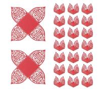 sourcing map Lot de 25 emballages à truffes carrés en papier creux pour cupcakes et desserts - 1 x 1 cm - Rouge