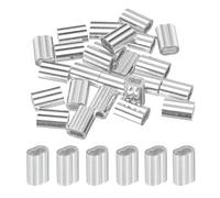 sourcing map Lot de 25 manchons à sertir en aluminium de 1,5 mm, double virole pour câble métallique, extrémité de ligne de câble, argent