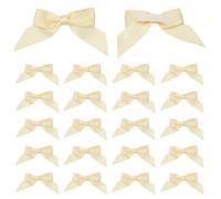 sourcing map Lot de 25 nœuds en ruban de satin auto-adhésifs de 6,3 cm avec ruban adhésif double face pour emballage cadeau, travaux manuels, fête d'anniversaire, décorations de mariage, beige