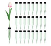 sourcing map Lot de 25 tubes d'eau floraux transparents de 10,2 cm avec bouchons en caoutchouc pour arrangement de fleurs fraîches, décoration d'asclépiade, fournitures de fleuriste, noir/vert
