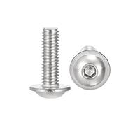 sourcing map Lot de 25 vis à tête bombée à bride, M5 x 16 mm, boulons de fixation en acier inoxydable 304, vis à métaux entièrement filetées