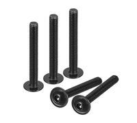 sourcing map Lot de 25 vis à tête bombée à tête bombée M5 x 50 mm en acier inoxydable 304 à oxyde noir - Vis à métaux entièrement filetées