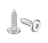 sourcing map Lot de 25 vis à tête cylindrique plate M3 x 12 mm en acier inoxydable auto-taraudeuse à six pans creux pour meubles en bois