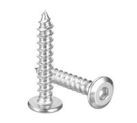 sourcing map Lot de 25 vis à tête cylindrique plate M6 x 35 mm en acier inoxydable auto-taraudeuses à six pans creux pour meubles en bois