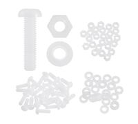 sourcing map Lot de 25 vis à tête ronde cruciforme en nylon PA66 M5 x 20 mm avec rondelles plates et écrous hexagonaux pour assemblage de machines à faire soi-même, blanc