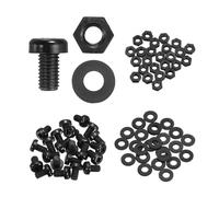 sourcing map Lot de 25 vis à tête ronde cruciforme en nylon PA66 M5 x 8 mm avec rondelles plates, écrous hexagonaux et rondelles plates pour assemblage de machines à faire soi-même, noir