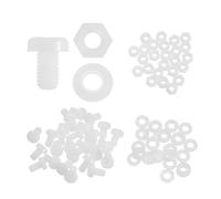sourcing map Lot de 25 vis à tête ronde cruciforme en nylon PA66 M5 x 8 mm, écrous hexagonaux, rondelles plates, assortiment de boulons métriques à filetage complet pour assemblage de machine à faire