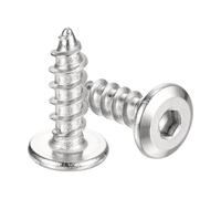 sourcing map Lot de 25 vis autotaraudeuses à tête cylindrique plate M6 x 20 mm en acier inoxydable pour meubles en bois