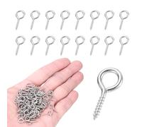 sourcing map Lot de 250 crochets à vis, M1,4 x 15 mm, petits boulons à œillet en acier inoxydable 304, boulons à œil autotaraudeuses à extrémité fermée pour travaux manuels, pendentifs en bois, argile