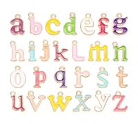 sourcing map Lot de 26 breloques en forme de lettres de l'alphabet de A à Z en émail pour colliers, boucles d'oreilles, bracelets, fabrication de bijoux, loisirs créatifs, multicolore