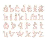 sourcing map Lot de 26 breloques en forme de lettres de l'alphabet de A à Z en émail pour colliers, boucles d'oreilles, bracelets, fabrication de bijoux - Rose