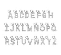 sourcing map Lot de 26 breloques en forme de lettres de l'alphabet en strass - Lettres majuscules de A à Z pour fabrication de bijoux (doré blanc)